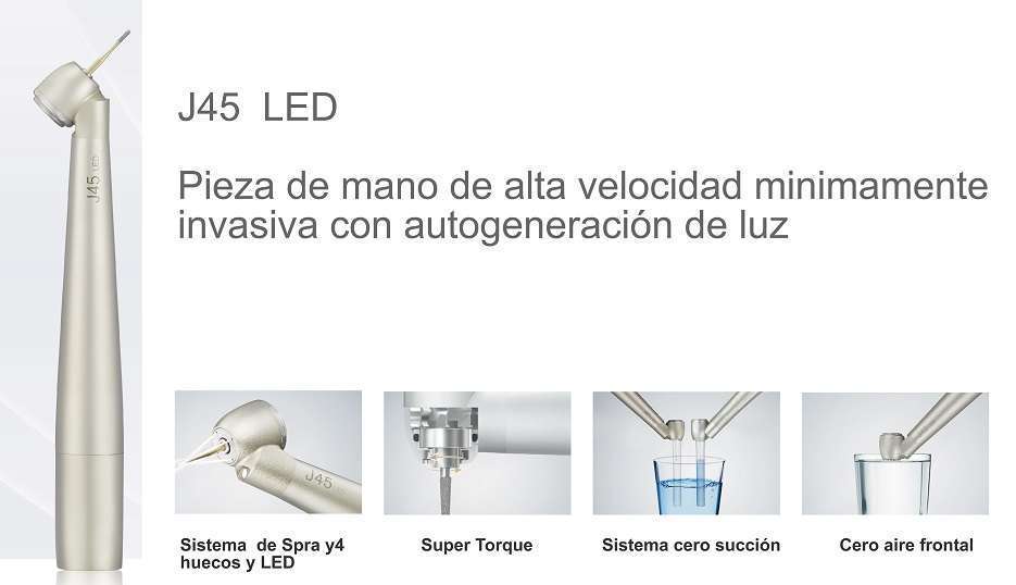 Pieza de Mano de Alta J45 LED | 4 Spray y Balineras Cerámicas 2 Pieza de Mano de Alta J45 LED quirurgica - Jinme
