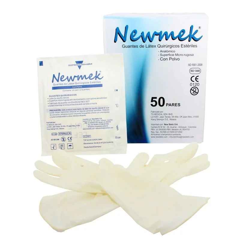 Guantes quirúrgicos estériles Newmek con polvo 50 pares